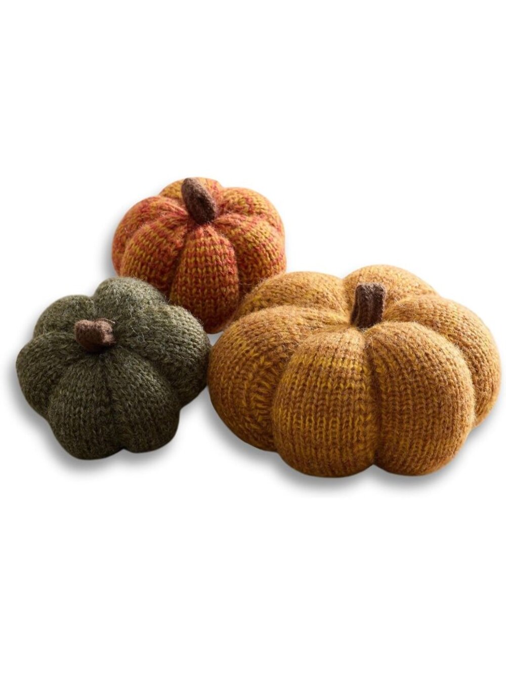 3 PCS Marigold Knit Pumpkin 5 Halloween Decor Autumn Bowl Fillers Fall Farmhouse